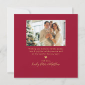 Happy New Year Script Burgundy 4 Photo Collage シーズンカード (裏面)