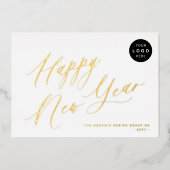 Happy New Year script business LOGO 2025金ゴールド 箔シーズンカード (正面)