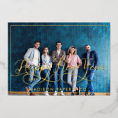 Happy New Year Script Corpビジネスフォト&ロゴ 箔シーズンカード (正面)