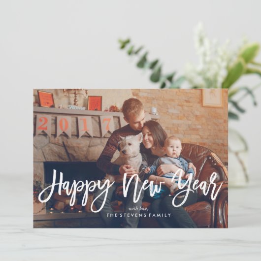 Happy New Year Script Photo シーズンカード (スタンド正面)