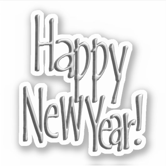 Happy New Year Silver シール (正面)
