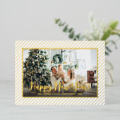 Happy New Year Silver Pinstripe 箔シーズンカード (立ち正面)