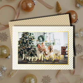  Happy New Year Silver Pinstripe 箔シーズンカード