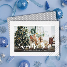  Happy New Year Silver Pinstripe 箔シーズンカード