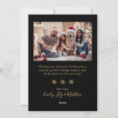 Happy New Year Snowflake Black Gold Photo Collage  シーズンカード (裏面)