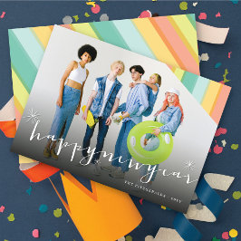 Happy New Year Stars And カラフルストライプ Photo シーズンカード