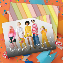 Happy New Year Stars And カラフルストライプ Photo シーズンカード