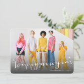 Happy New Year Stars And カラフルストライプ Photo シーズンカード (スタンド正面)