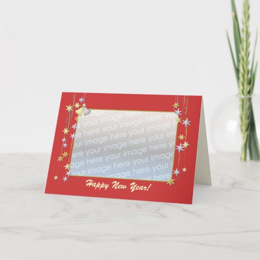 Happy New Year Stars Red （写真フレーム） シーズンカード (正面)