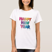 Happy New Year T-Shirt – Elegant Modern Festive Tシャツ (正面)