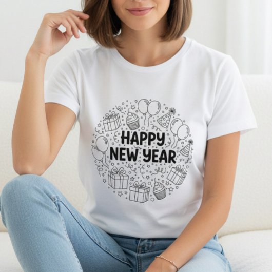 Happy New Year T-Shirt – Elegant Modern Festive Tシャツ