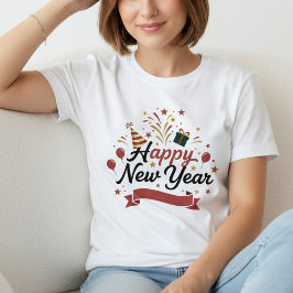 Happy New Year T-Shirt – Elegant Modern Festive  Tシャツ
