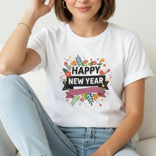 Happy New Year T-Shirt – Elegant Modern Festive Tシャツ