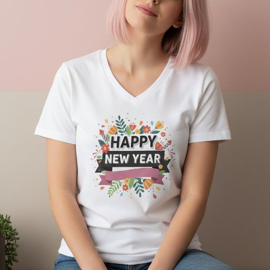 Happy New Year T-Shirt – Elegant Modern Festive  Tシャツ