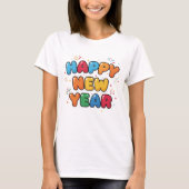 Happy New Year T-Shirt – Elegant Modern Festive Tシャツ (正面)