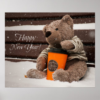 Happy New Year. Teddy Bear. ポスター