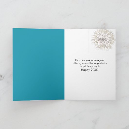 Happy New Year Text On a Tropical Beach カード (内部)