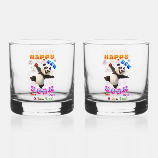 Happy New Year Turn Over A New Leaf ウイスキーグラス (正面)