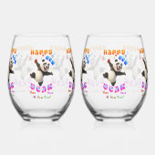 Happy New Year Turn Over A New Leaf ステムなしワイングラス (左)