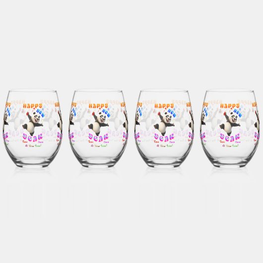 Happy New Year Turn Over A New Leaf ステムなしワイングラス (左)