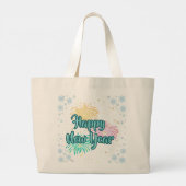 Happy New Year Typography Celebration ラージトートバッグ (裏面)