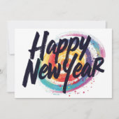 Happy New year vibrant colorful Flat Card (正面)