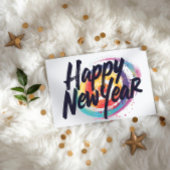 Happy New year vibrant colorful Flat Card