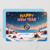 Happy New Year Vintage Pocket Watch シーズンカード (正面/裏面)