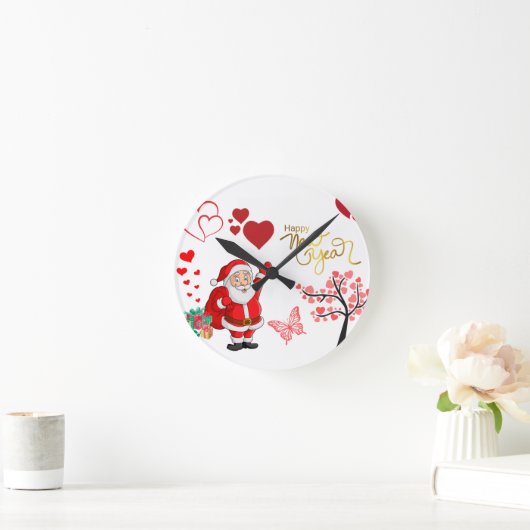Happy New Year Wall Clock ラウンド壁時計 (ホーム)