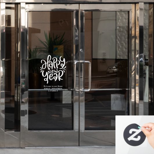 Happy New Year Welcome To Home Name Script ウィンドウサイン (オフィスドア)