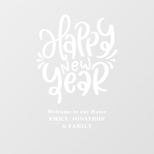 Happy New Year Welcome To Home Name Script ウィンドウサイン (シート)