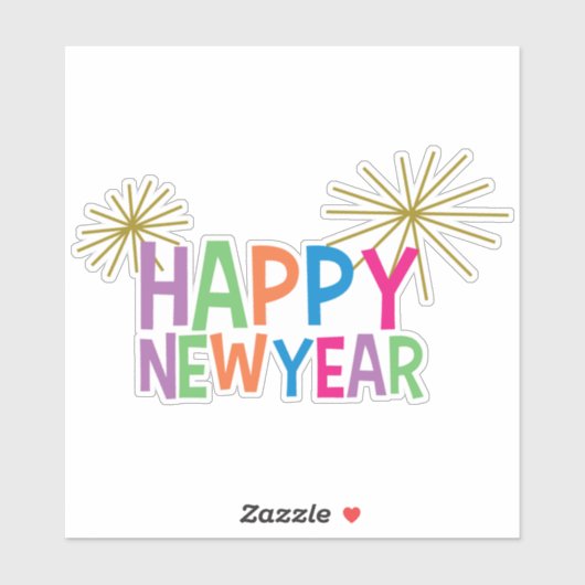 Happy New Year with Fireworks シール (シート)