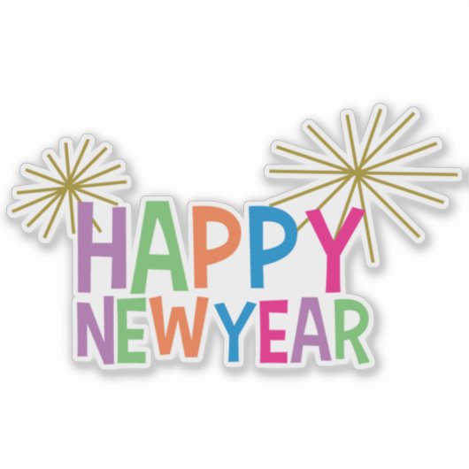 Happy New Year with Fireworks シール (正面)