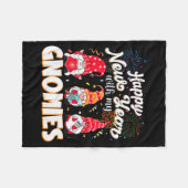 Happy New Year With My Gnomies Fireworks Kids Men フリースブランケット (正面(横))