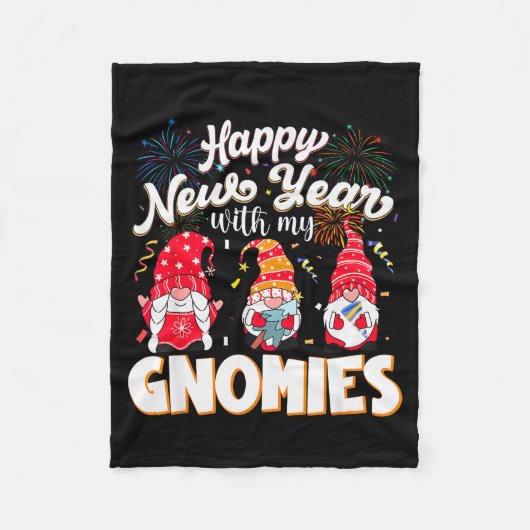 Happy New Year With My Gnomies Fireworks Kids Men フリースブランケット (正面)