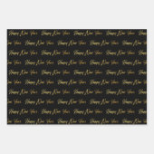 Happy New Year Wrapping Paper (Black) ラッピングペーパーシート (正面3)