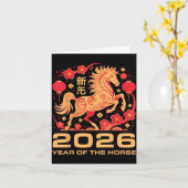Happy New Year-year Of The Horse Chinese New-year カード (黄色い花)