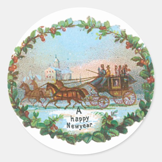 Happy New Yearsスタンプ ラウンドシール (正面)