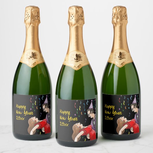 Happy New Year's Dancing スパークリングワインラベル (ボトル)