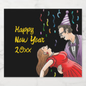 Happy New Year's Dancing スパークリングワインラベル (シングルラベル)