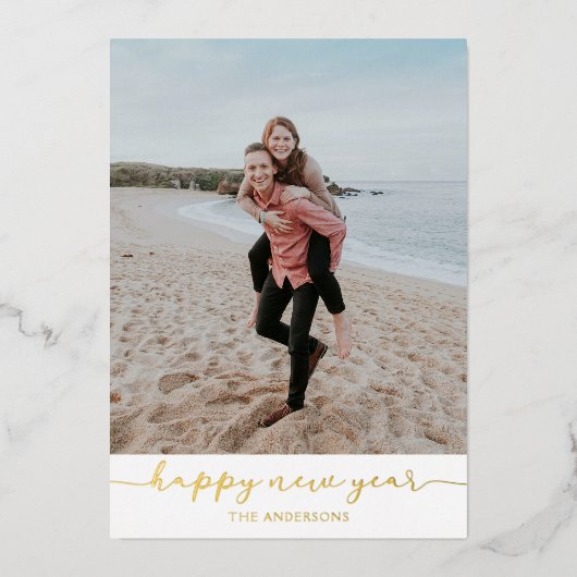 Happy New Years Photo Foilグリーティングカード 箔シーズンカード (正面)