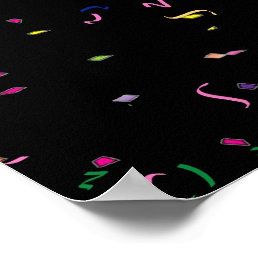 Happy New Years Text w/Party Hats & Confetti ポスター (角)