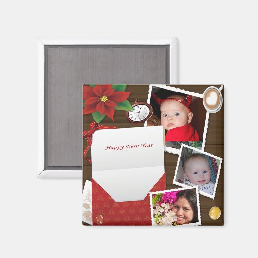Happy New Year's with Hollyあなたの写真のマグネットを追加 マグネット (正面/裏面)
