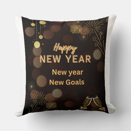 Happy new yearThrow Pillow design.instant download クッション (裏面)