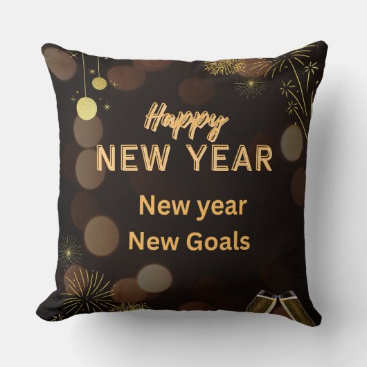 Happy new yearThrow Pillow design.instant download クッション (正面)