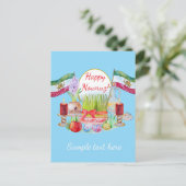 Happy Norooz Haft Sin with Lion and Sun Flags ポストカード (スタンド正面)