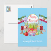 Happy Norooz Haft Sin with Lion and Sun Flags ポストカード (正面/裏面)