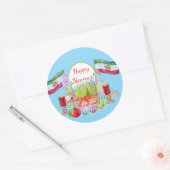 Happy Norooz Haft Sin with Lion and Sun Flags ラウンドシール (封筒)