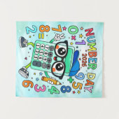 Happy Number Day 2026 Cute Calculator Math Design タペストリー (正面(横))