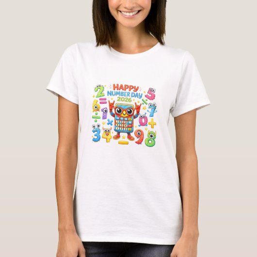 Happy Number Day 2026 Cute Maths T Shirt for Kids Tシャツ (正面)